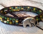 Leather Wrap Mosaic Bracelet, Friendship bracelet, Southwestern Chic Jewelry