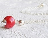 Red jade anklet,  crimson & sterling silver chain anklet, silver anklet for women, red ankle bracelet jetteam