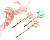 Resin Flower Hair Bobby Pins - Set of THREE-