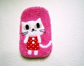 Cute Cat  Phone Fabric Case, Phone Cover, Phone Pouch, Cell Phone Pocket, iPhone 5 Case, Pink