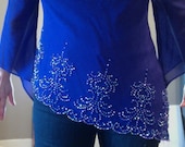 Indigo Bejeweled angle cut top
