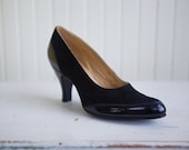 1960s Black Leather Calzature Vignoli Bologna Heels Size 5 Mint Condition