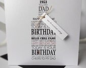 A vintage Year - Luxury Hand Made Birthday Card for Dad adapted with birth year.