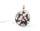 black floral Pendant necklace fall jewelry delicate jewelry wood pendant eco friendly jewelry wood jewelry