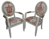 Vintage Orange Ocean Drexel Armchairs, Pair