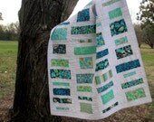 Blue Quilt, Modern Lap Quilt, Turquoise, Teal, Caribbean Beach