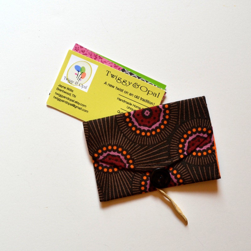 Card Case, Business Card Holder,  Fabric Wallet, Brown