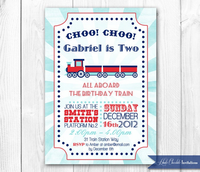 Train Birthday Invitation. Vintage Train Birthday Party. DIY Printable Invite. Il_570xn