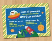 Outer Space Birthday Party Invitation Digital Printable, boy or girl, ANY color any wording any age