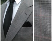 vintage mens black grey & red GLEN PLAID BOTNAY 500 Couture suit -- made in the u.s.a.