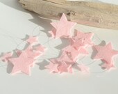 Wool felt star garland in baby pink