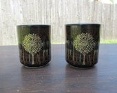Pair of Vintage Black and Gold Otagiri Cups