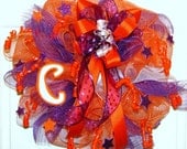 Clemson wreath, deco mesh wreath,Tiger wreath, Clemson, Clemson Tigers, Clemson University,door decor,college gift, sports fans,