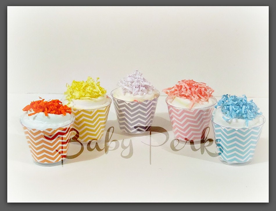 Diaper Cupcakes , Chevron Baby Shower, Mini Diaper cakes , Baby Shower Decorations, Chevron Diaper Cake