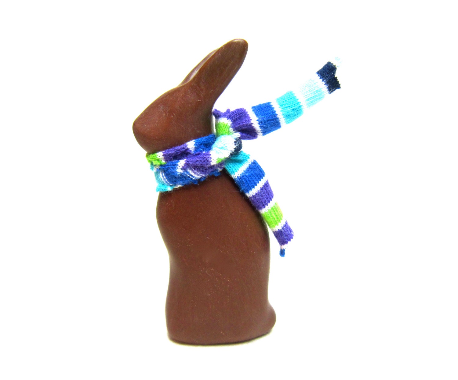 Pusinka - tiny chocolate brown bunny rabbit sculpture OOAK hand made sculpture polymer clay Easter