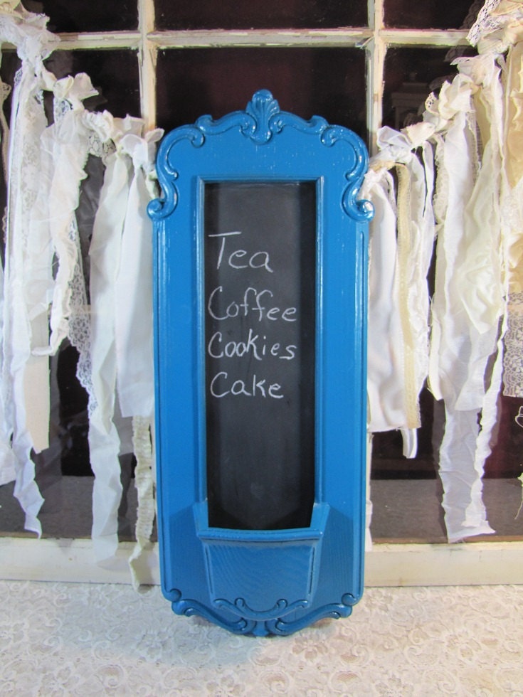 Vintage Homco Wall Pocket Chalkboard Turquoise