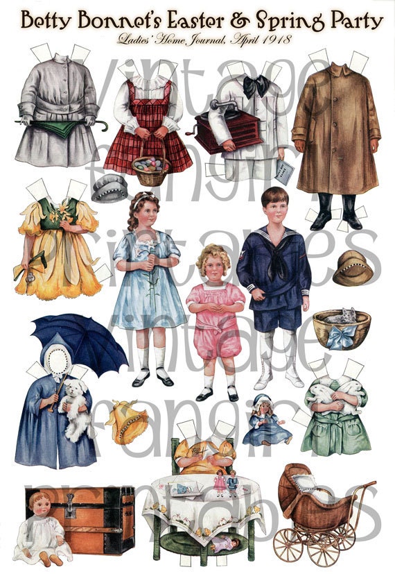 3 for 2 Paper Dolls: Vintage Christmas Halloween & Easter Printable Digital Download