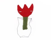 Red FLOWER knitted toy