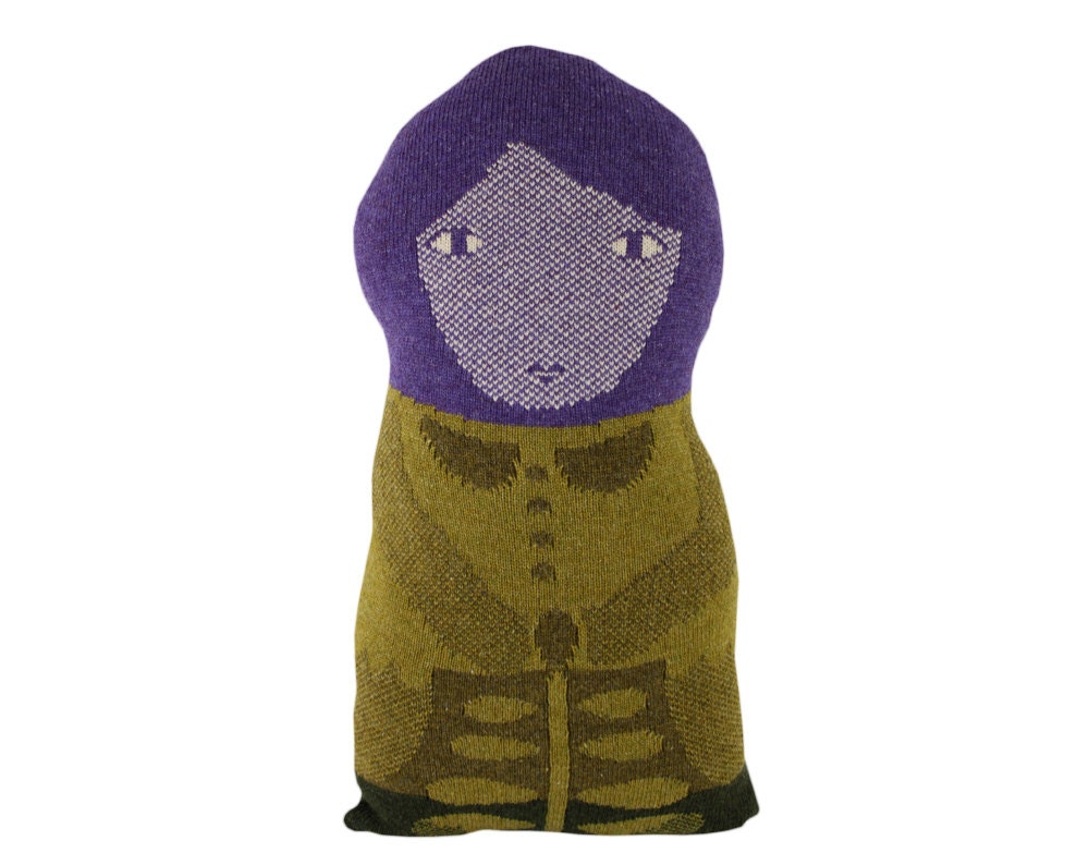 VIOLET, the nesting doll pillow - large, purple, green