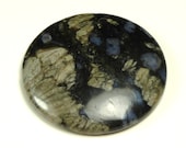 40mm Green Ice Jasper Natural Gemstone Pendant - Puffed Flat Round, Flat Back, Semiprecious Focal Bead, Black, Green, Blue