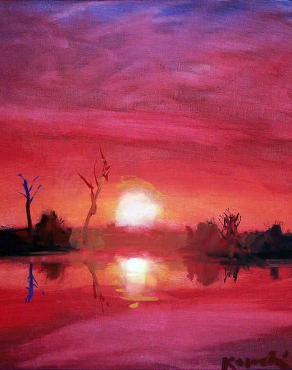 SUNRISE 8X10 art print, original painting abstract art landscape, wall decor, wall art, Australian art, prints home decor, sunrise landscape
