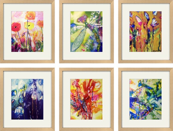 SET of ANY 6 PRINTS 8x10, original painting, abstract art, landscape, wall decor, botanical art, Australian art, botanical print, home decor