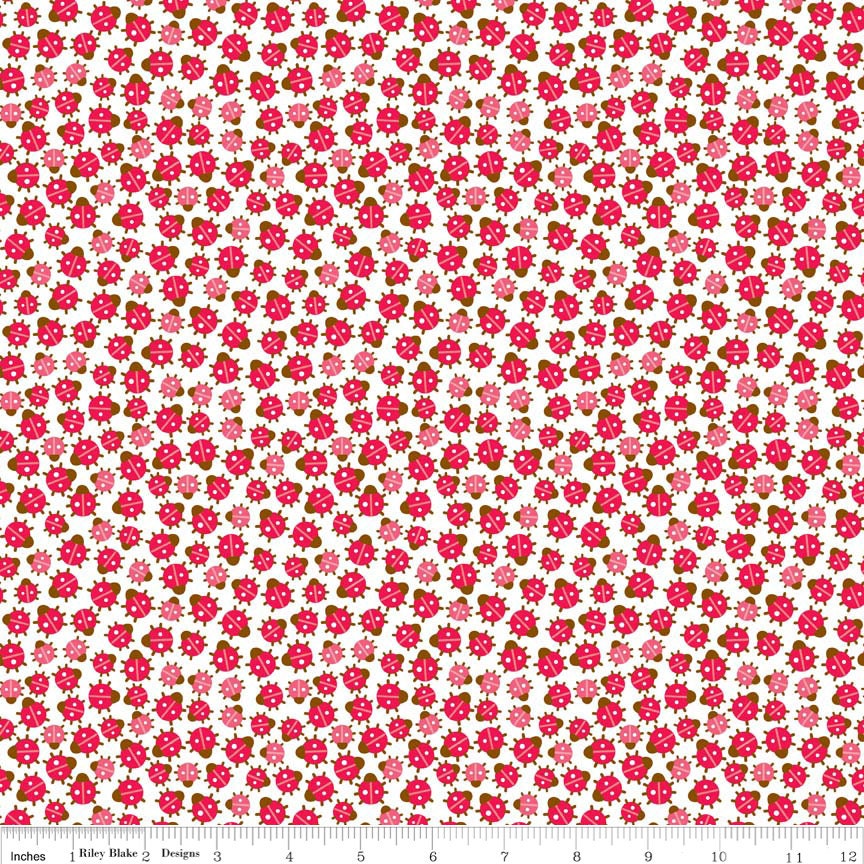 Ladybug Garden Fabric, Ladybug Dance in Red, Riley Blake Designs, Yard, yardage
