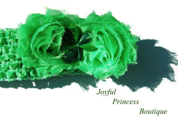 Lucky Clover Emerald Green Hairclip and Headband Set with Shamrock Center