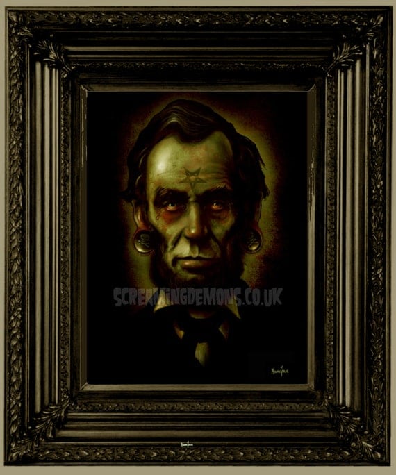 Zombie Abraham Lincoln Art Print by Marcus Jones 11.5" x 8" approx