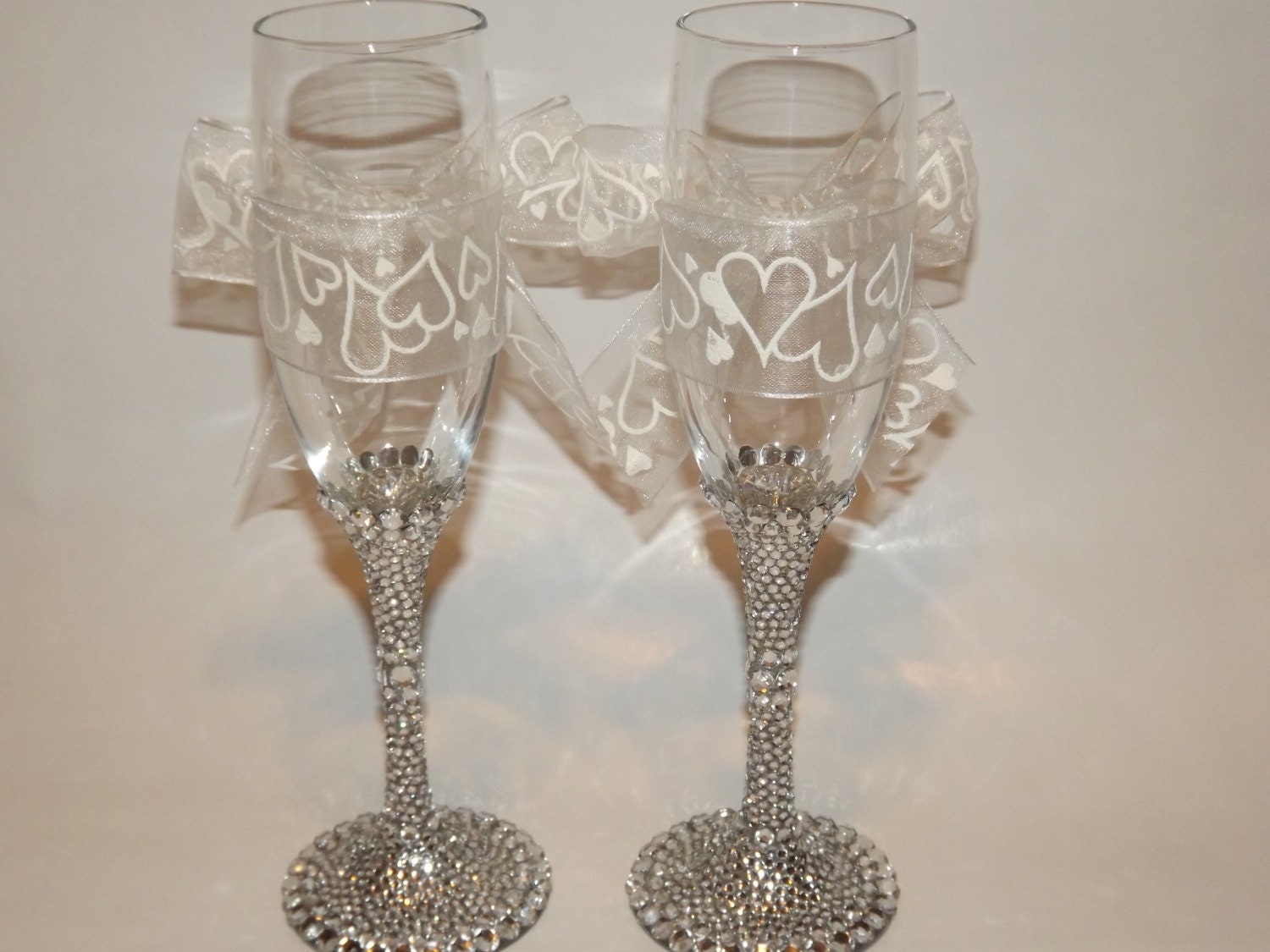 Rhinestone Bling Champagne Toasting Flutes Wedding Bridal