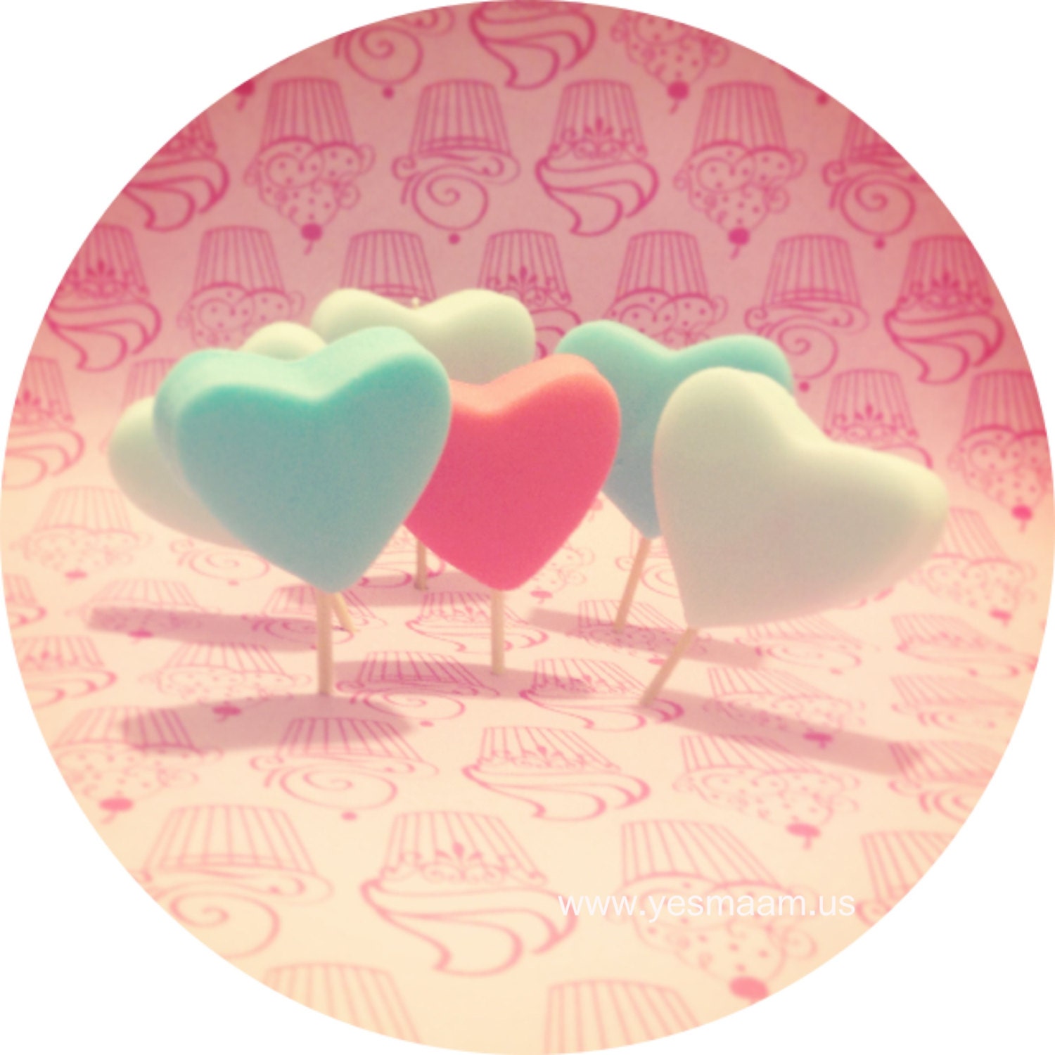 6 3D Heart Fondant Toppers