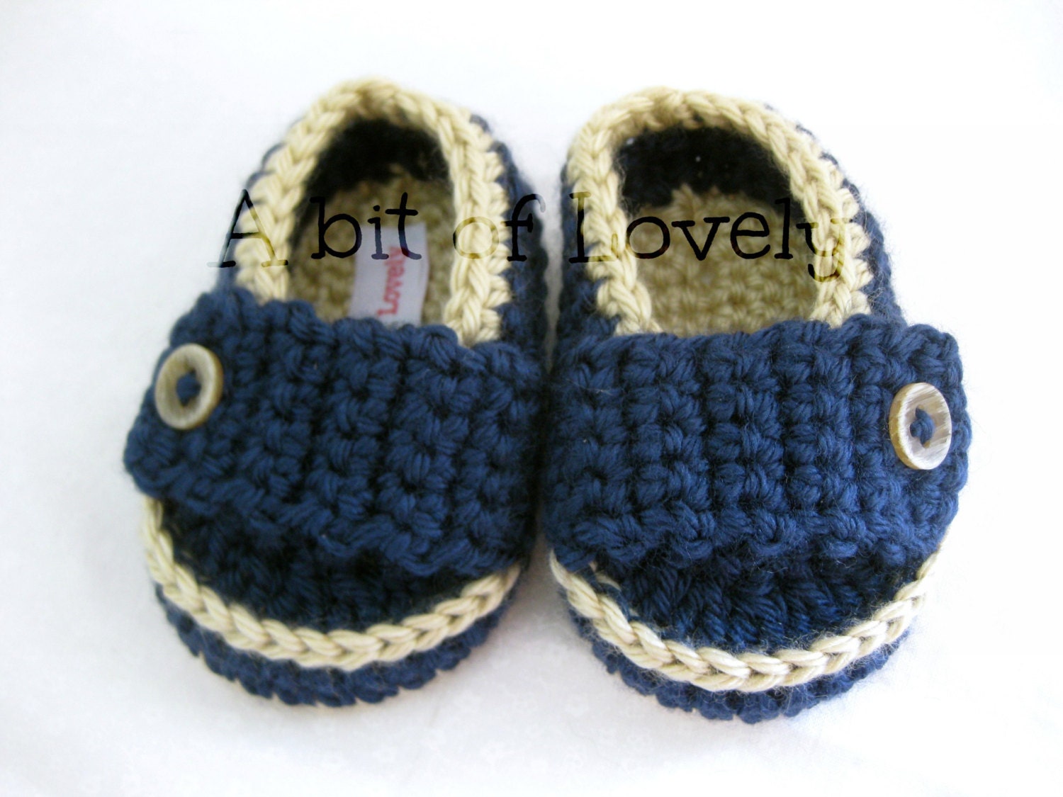 Spring Baby Boy Shoes / Slippers / Booties - Tan & Dark Blue - YOUR choice size - (newborn - 12 months) - photo prop - children