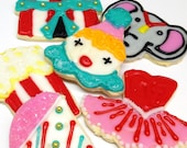 Sugar Cookie Circus Carnival Decorated Cookie Clown Elephant Custom