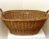 Large Vintage Wicker Laundry Basket - Made in Hungary