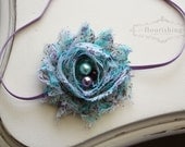 Aqua and Lilac Flower headband, baby flower headbands, lilac headbands, newborn headbands, photography prop