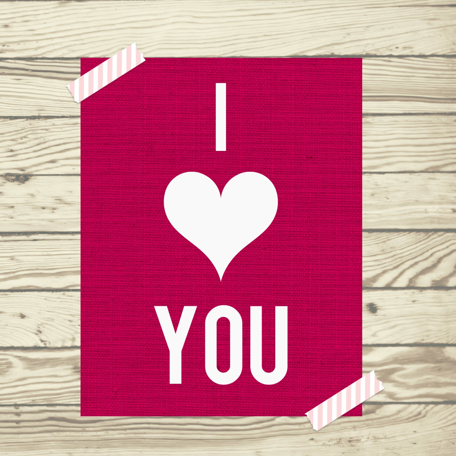 I love you poster print 11x14 gift I heart you simple home decor