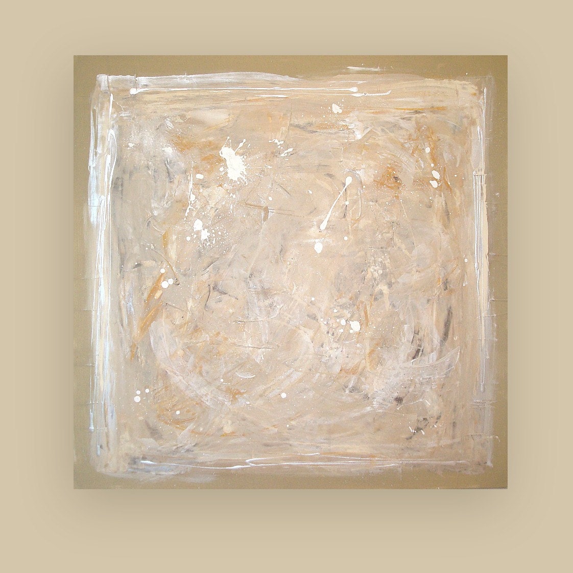 Acrylic Abstract Original Painting Titled: Pandora's Box 36x36x1.5" by Ora Birenbaum