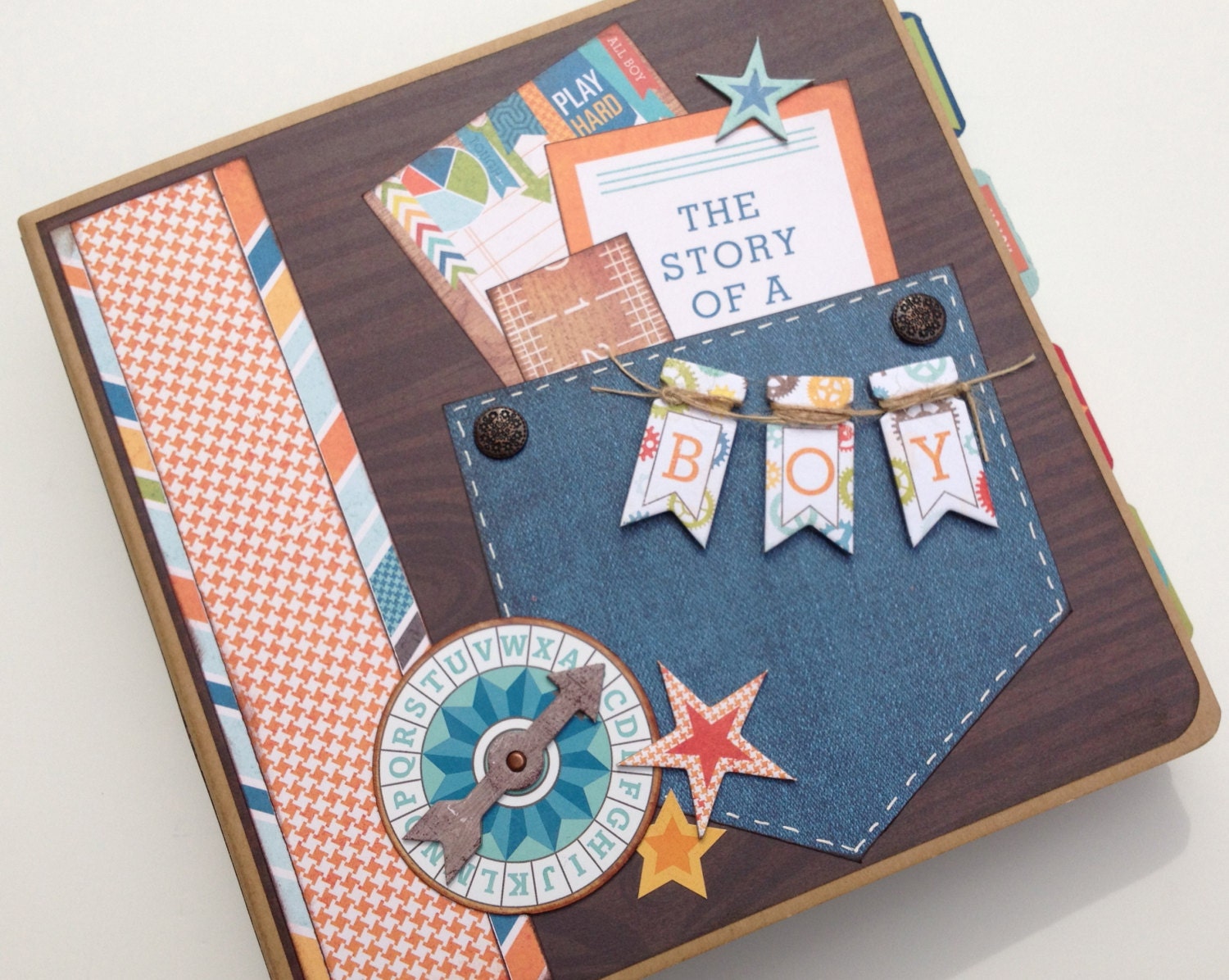 SALE 8x8 Premade Boy Scrapbook 8x8 Album