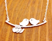 Mother Necklace - silver baby, mom of triplets, mom necklace, baby bird necklace, baby shower jewelry