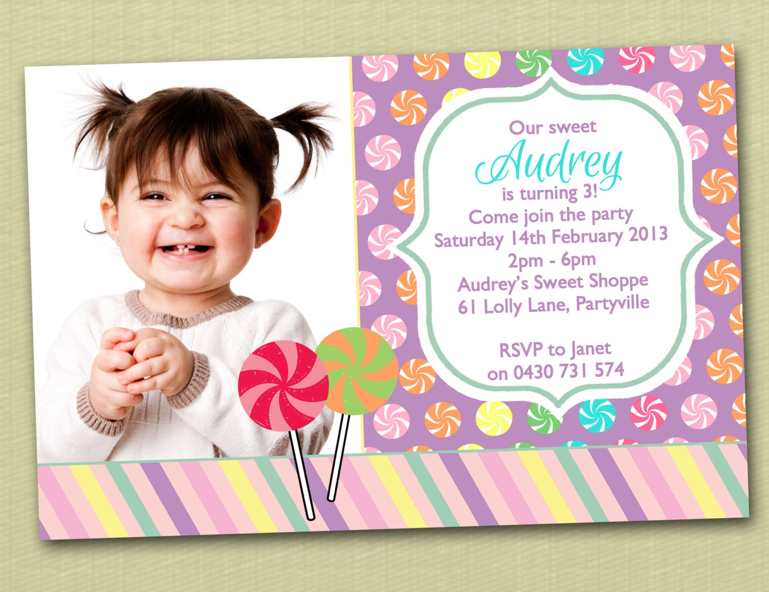 Photo Personalised Sweet Shoppe Birthday Invitations - You Print Il_570xn