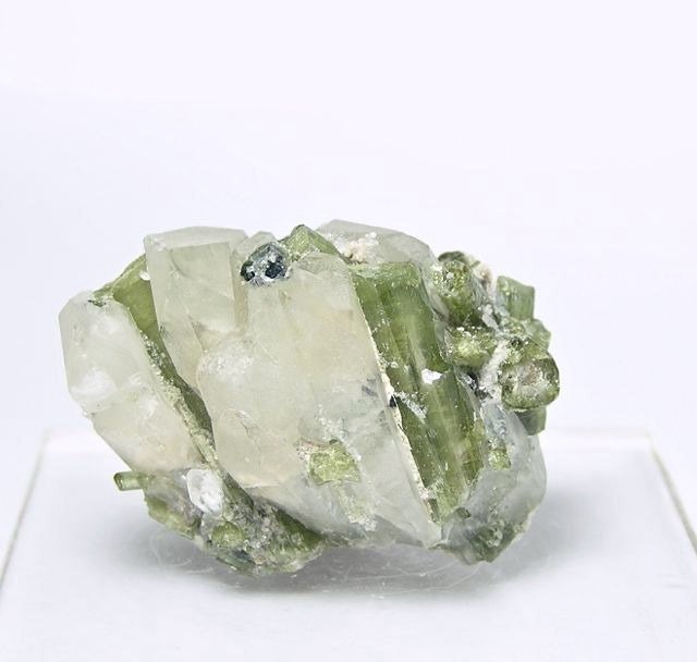 Green Tourmaline Elbaite Gem Crystal in Quartz Crystal Specimen Talisman Brazil
