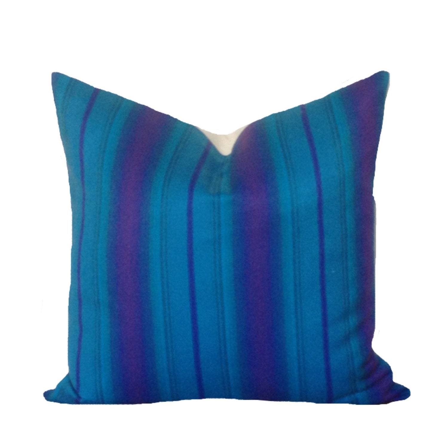 Vintage 1970s Blue and Purple Cushion Cover, Original Vintage & Organic Cotton Fabric, 18" x 18"