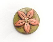 Pink and Green Polymer Clay Blossom Pendant
