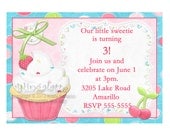 Custom Personalized Sweet Cupcake Birthday Invitations with Thank You Card Digital Printable