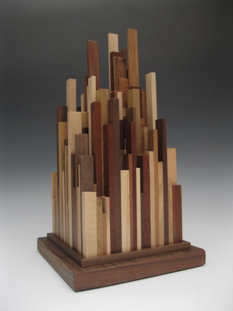 Wood Sculpture Tall Buildings Modern Sculpture