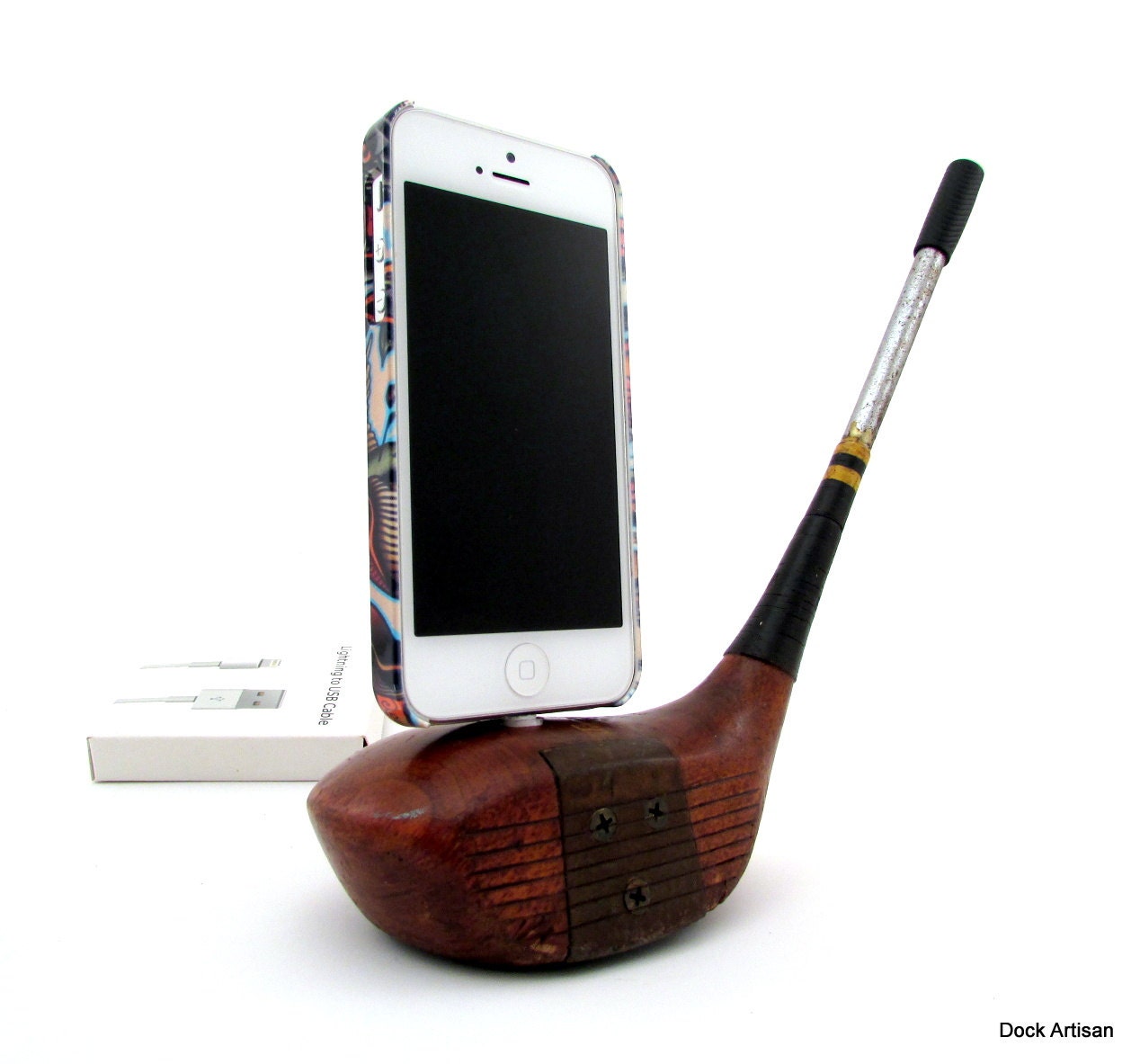 Vintage Wooden Golf Club iPhone 5 Dock