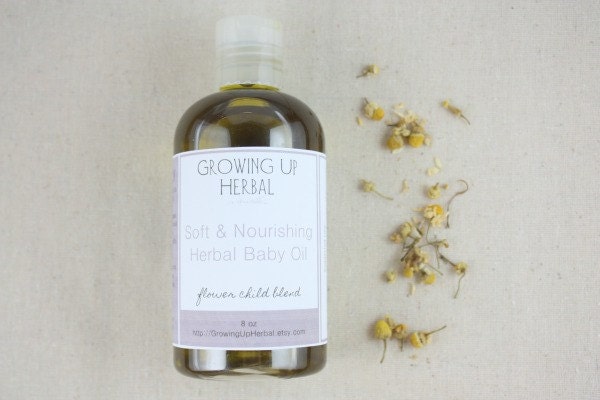 Herbal Baby Oil - 8 oz - Skin Softening - Infused