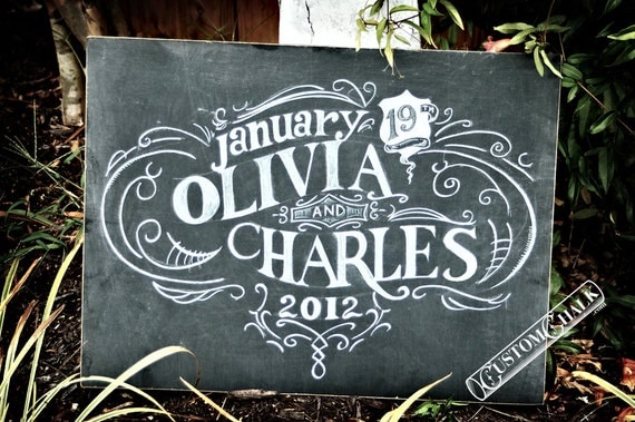 Custom Wedding Sign - Hand Painted Wedding Sign - Wedding Reception Chalkboard Sign - 18x24