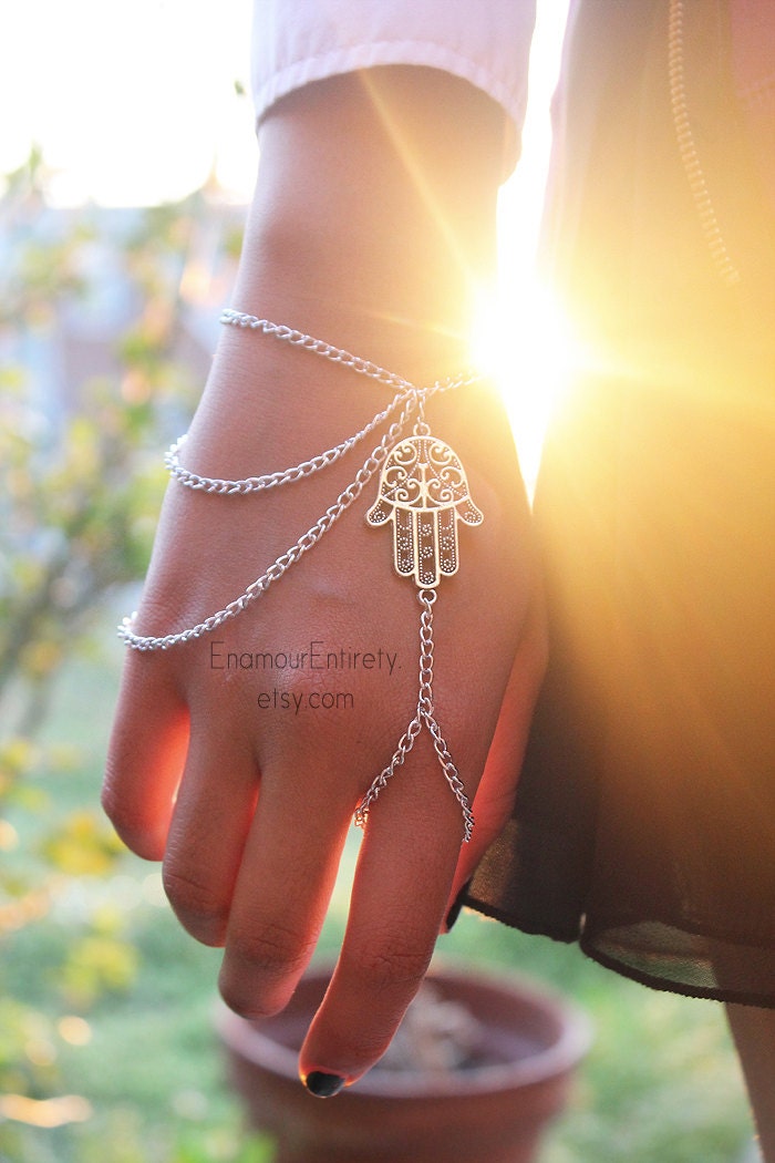 Silver Hamsa Slave Bracelet