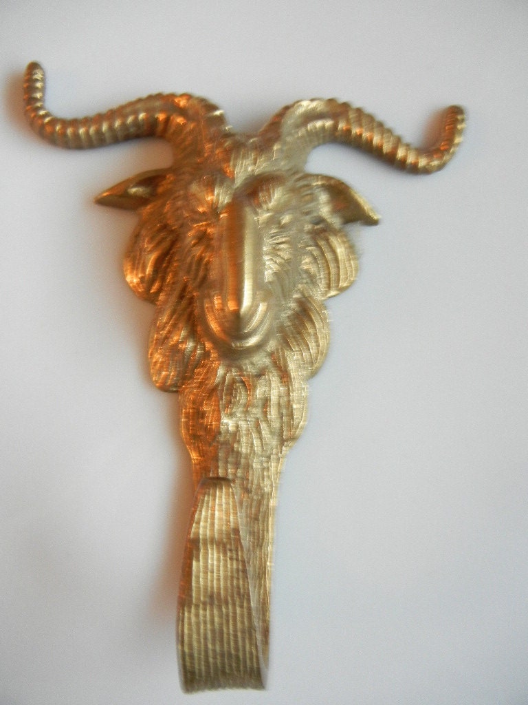 1 Vintage Brass Hooks Mountain Lion  Lots of Details